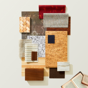 Libraries & Literature collection highlighting a variety of materials in different rich tones and textures.