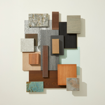 Suburban Block Party is a palette inspired by the curb appeal of neighborhood homes featuring tile, paint, stone, wood and more.