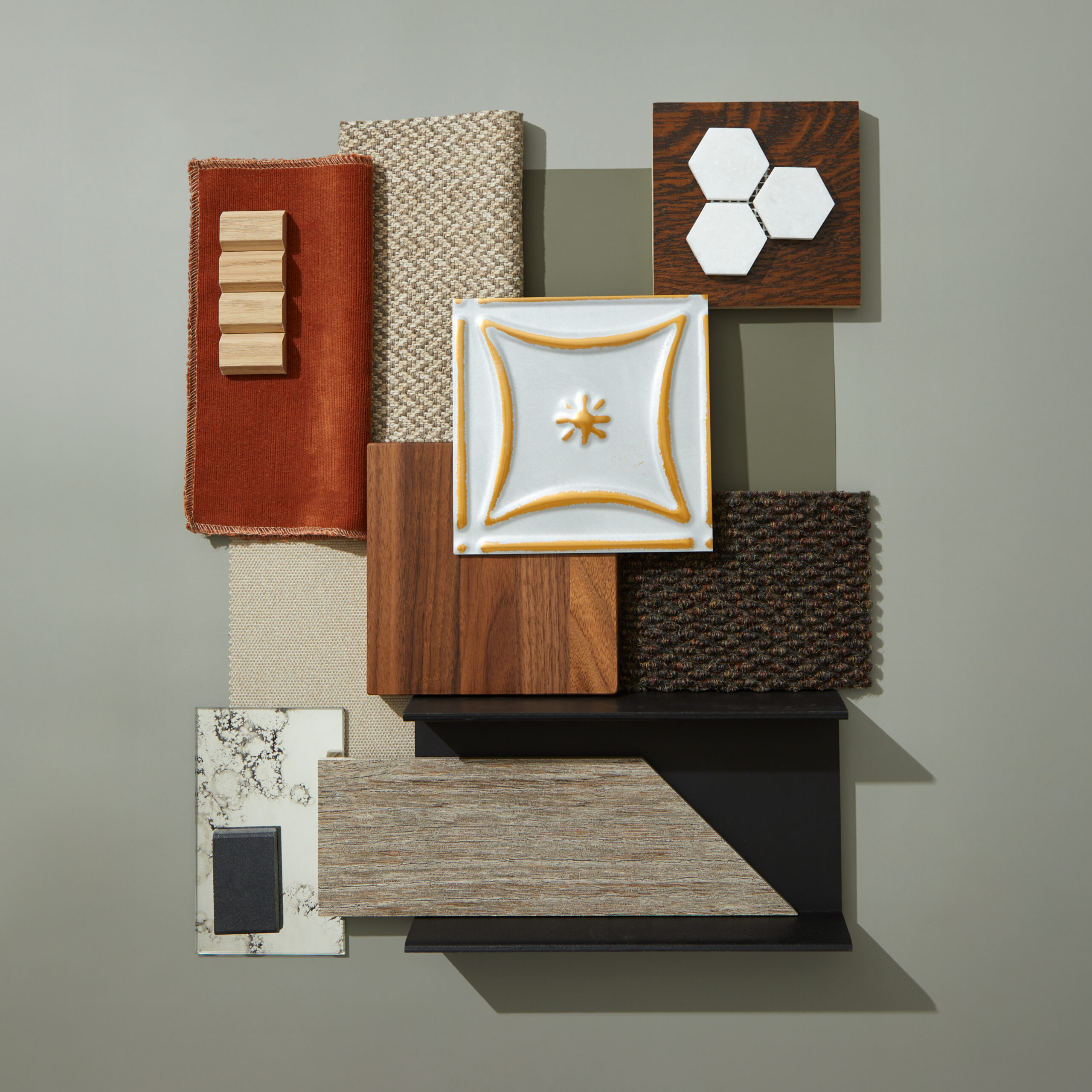 The Last Round Flatlay with dark woods, warm textiles, and rustic tiles.